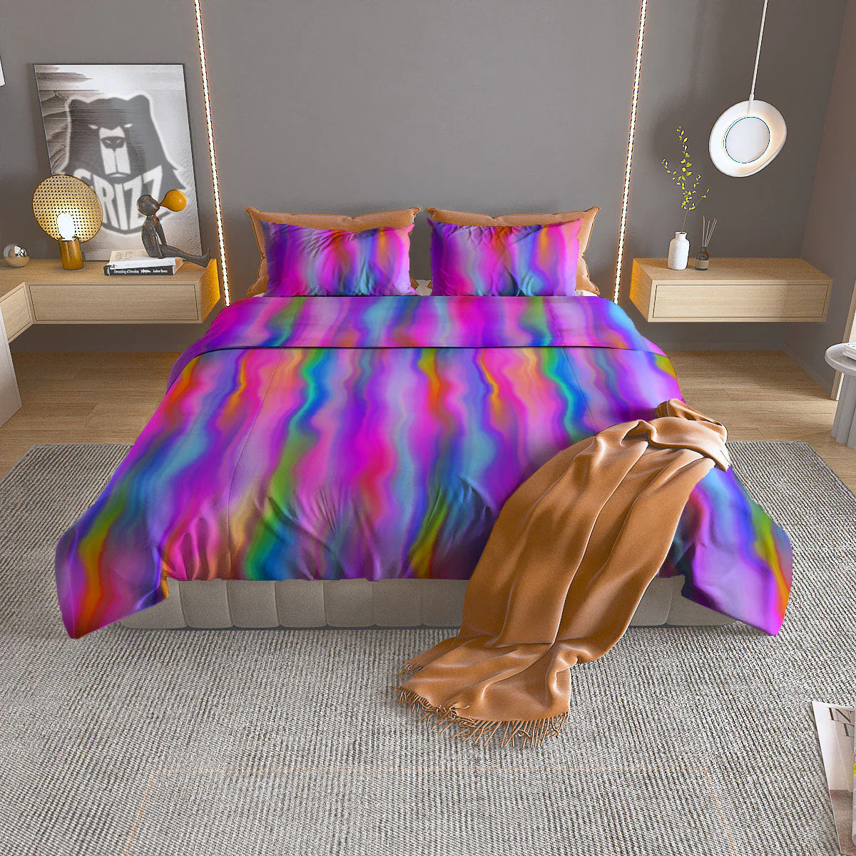 Gradient Psychedelic Print Pattern Duvet Cover Bedding Set