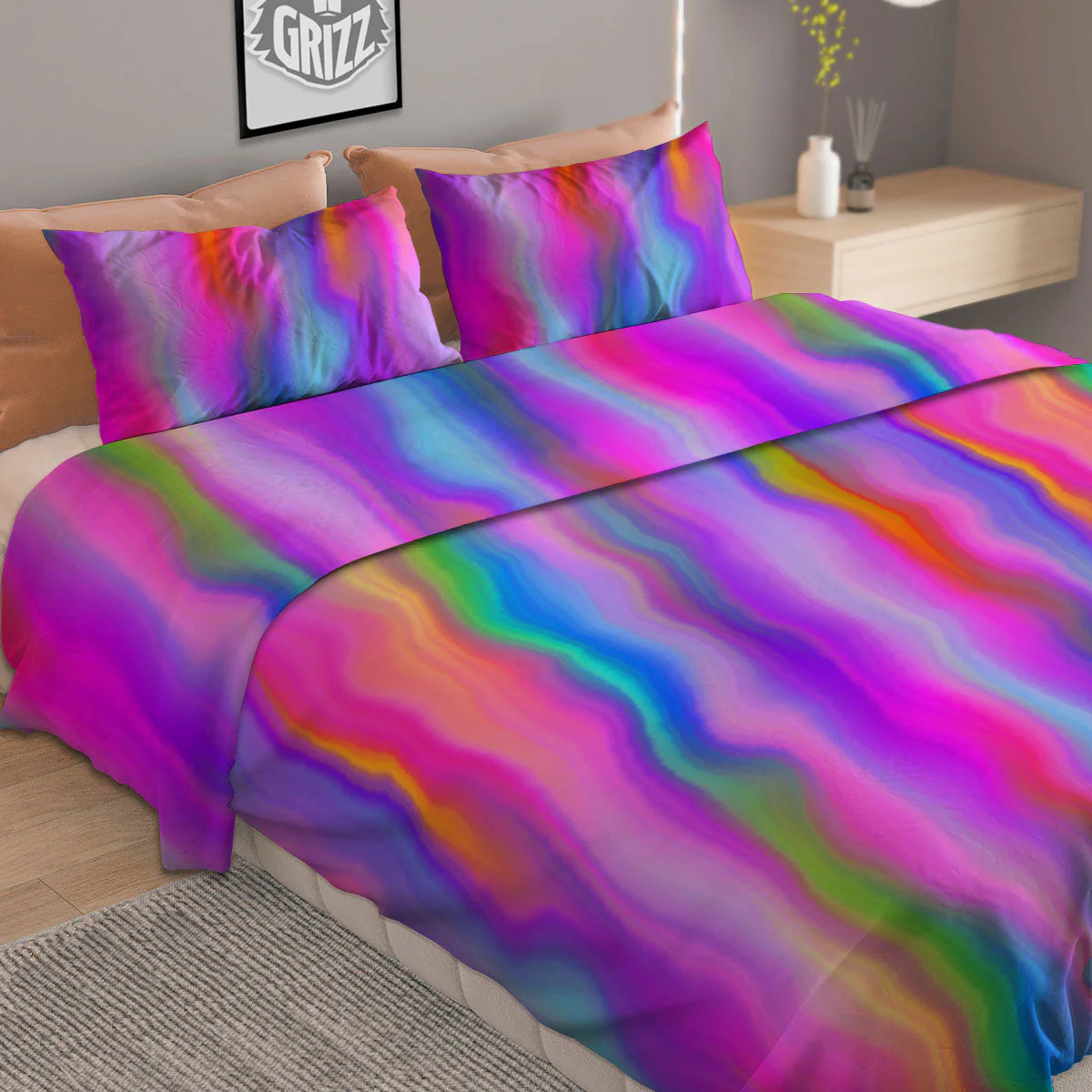 Gradient Psychedelic Print Pattern Duvet Cover Bedding Set - Image 2