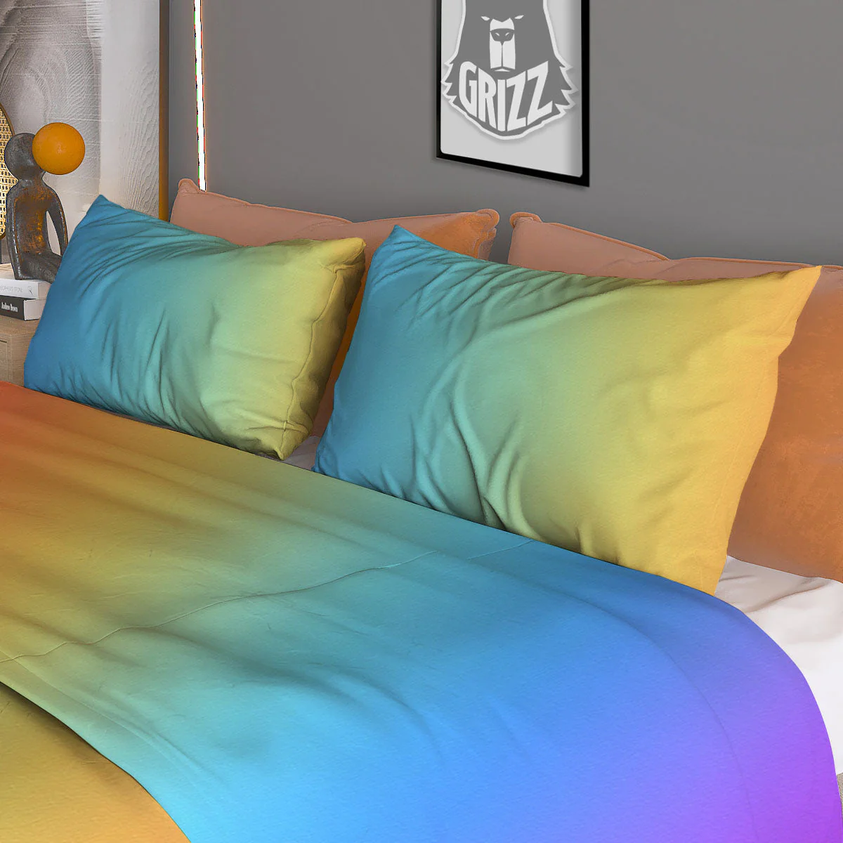 Gradient Rainbow Print Pattern Duvet Cover Bedding Set - Image 3