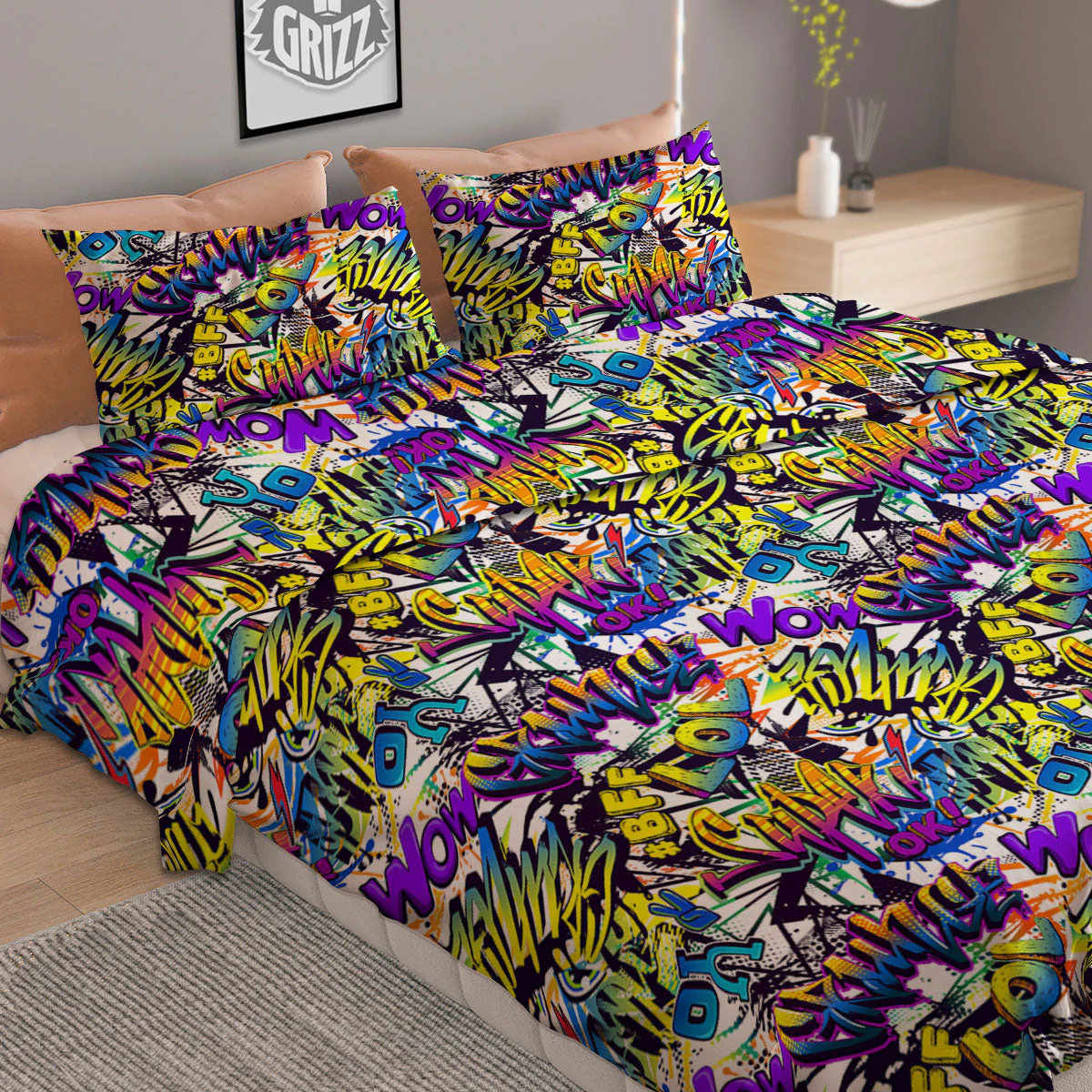 Graffiti Colorful Print Pattern Duvet Cover Bedding Set - Image 2
