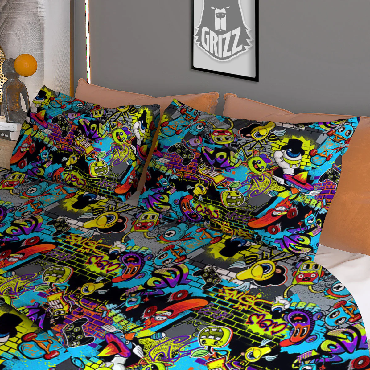 Graffiti Funky Print Pattern Duvet Cover Bedding Set - Image 3
