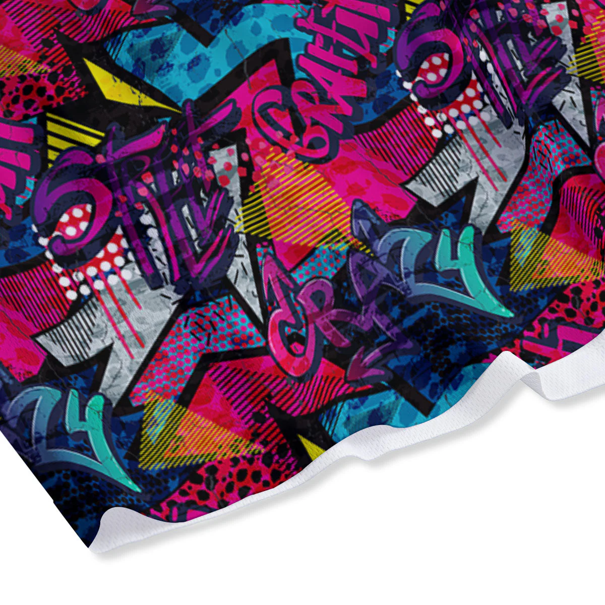 Graffiti Grunge Print Pattern Mesh Shorts - Image 4