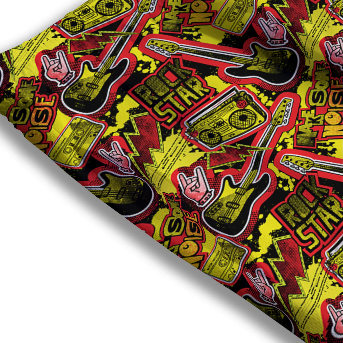 Graffiti Music Rock Star Print Pattern Mesh Shorts - Image 3