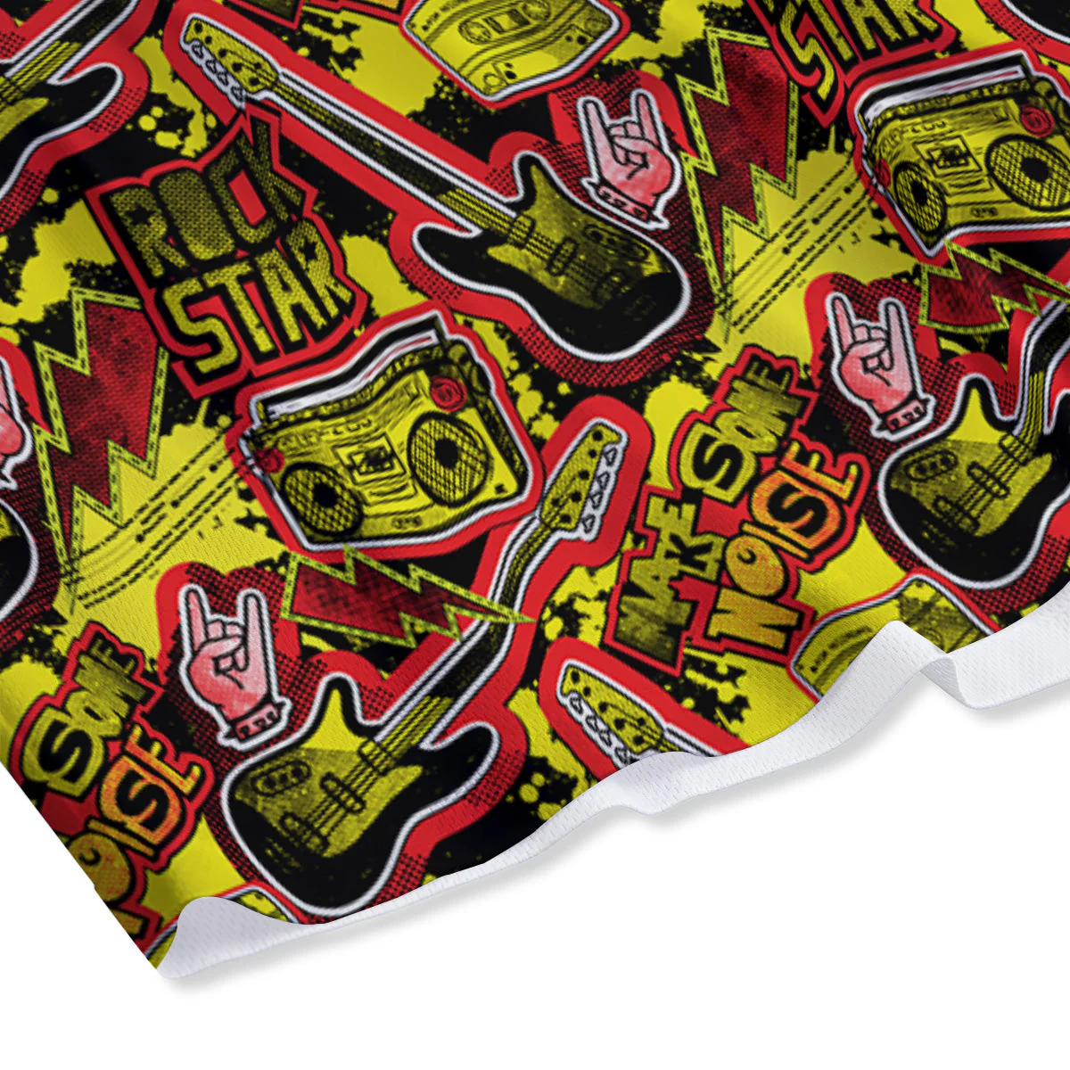 Graffiti Music Rock Star Print Pattern Mesh Shorts - Image 4