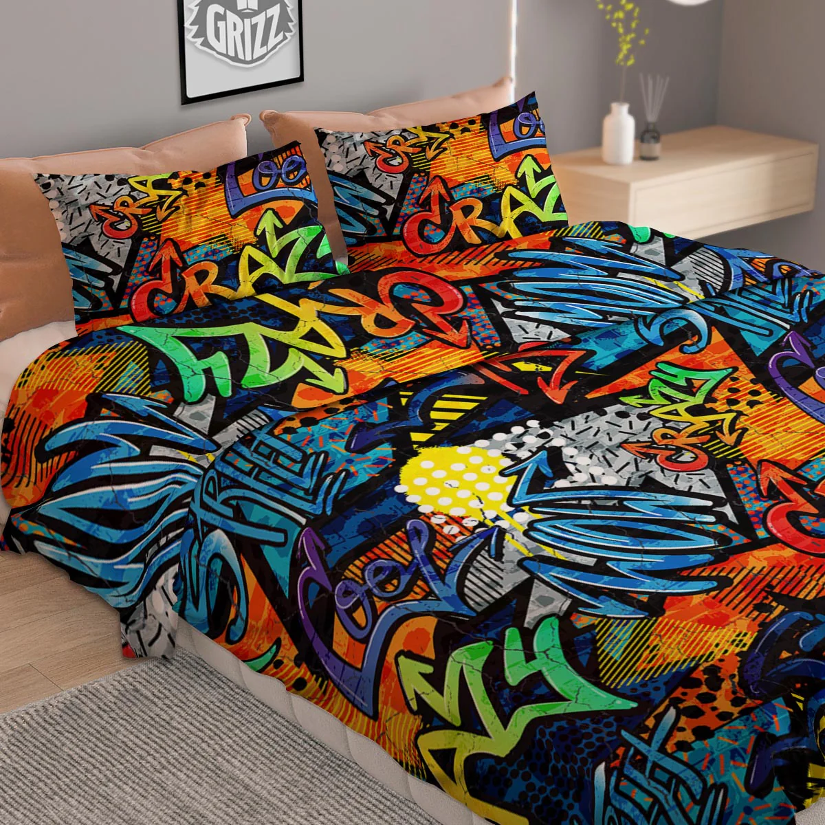 Graffiti Retro Print Pattern Duvet Cover Bedding Set - Image 2