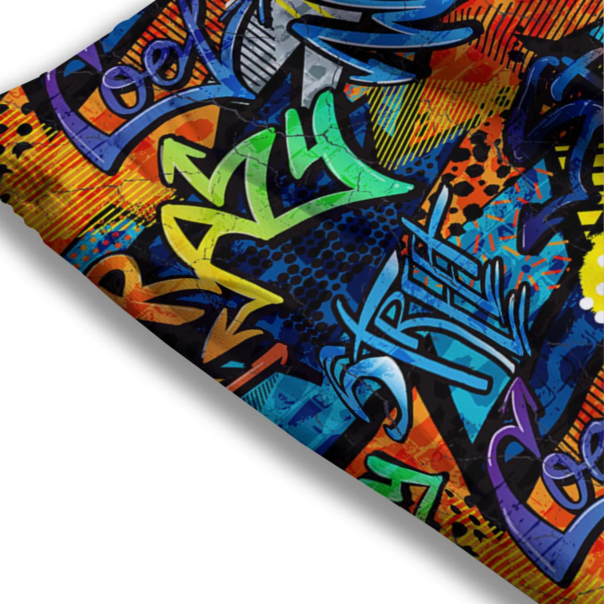 Graffiti Retro Print Pattern Mesh Shorts - Image 3
