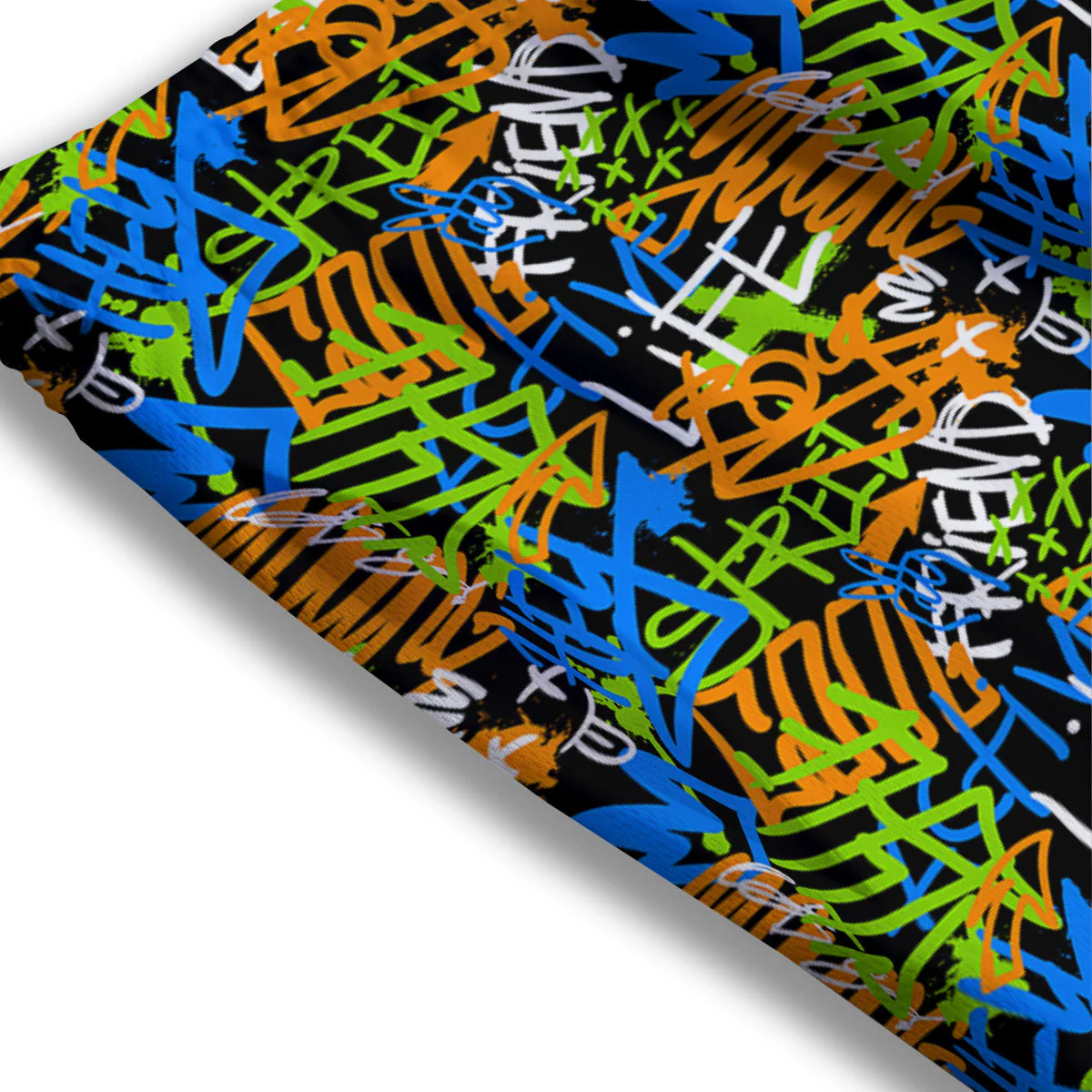 Graffiti Text Print Pattern Mesh Shorts - Image 3