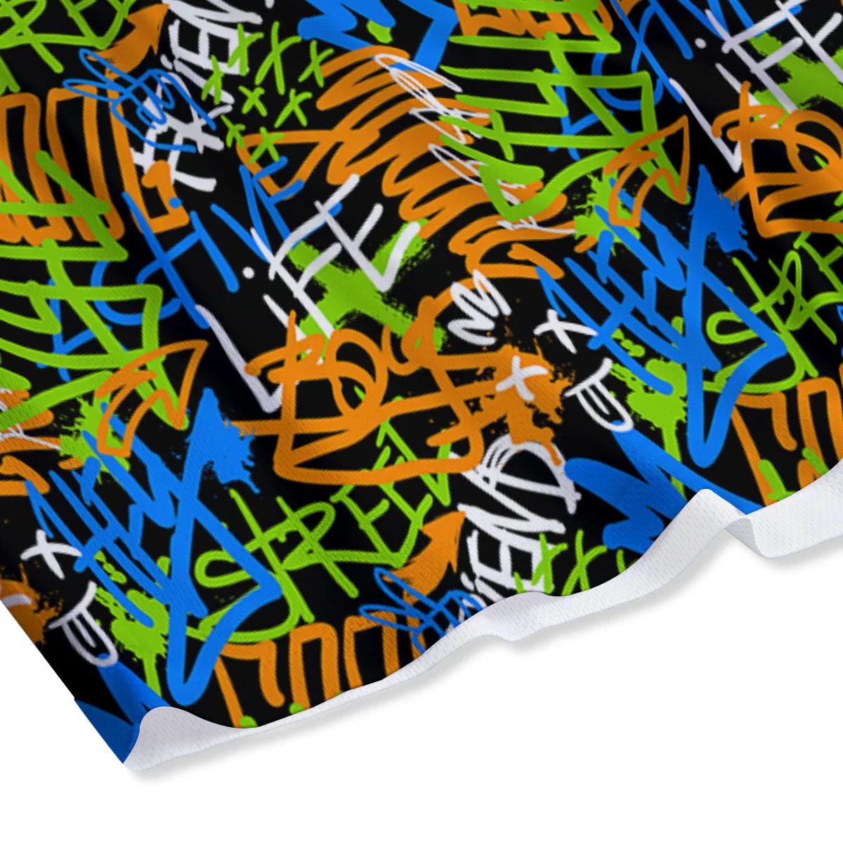 Graffiti Text Print Pattern Mesh Shorts - Image 4