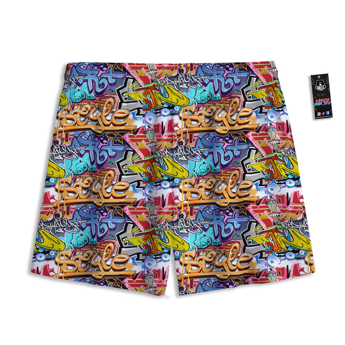 Graffity Street Art Print Pattern Mesh Shorts - Image 2
