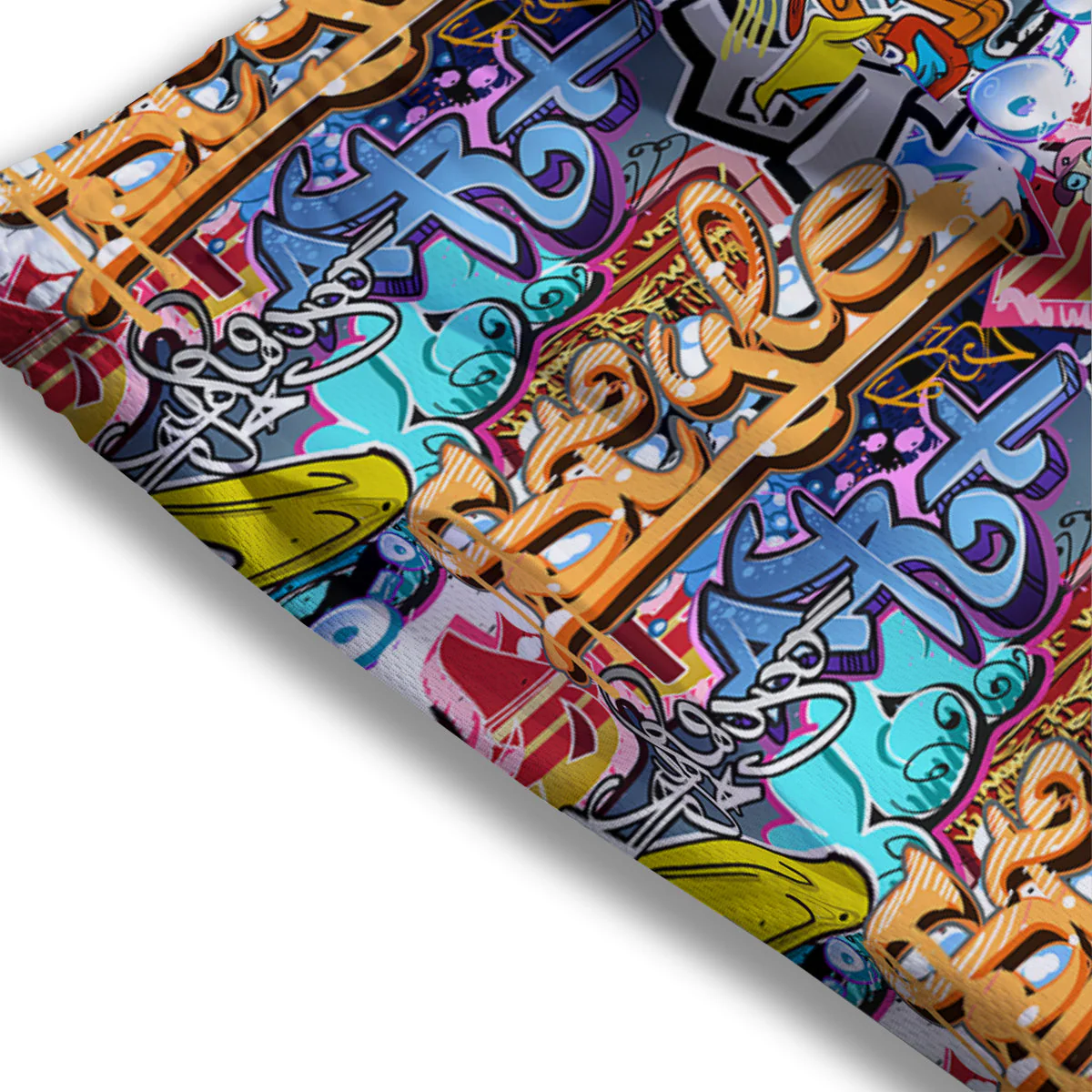 Graffity Street Art Print Pattern Mesh Shorts - Image 3