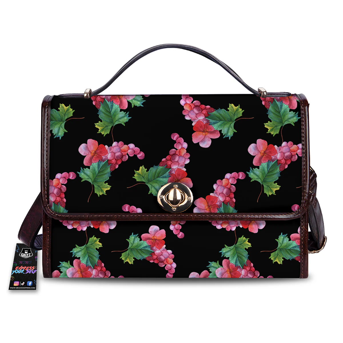 Grapes Purple Watercolor Print Pattern Women's Satchel Bag