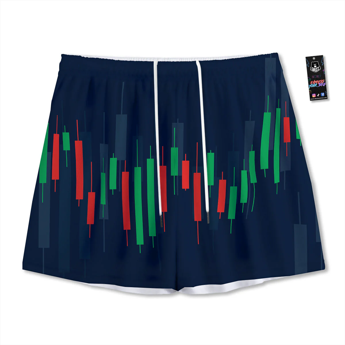 Graph Chart Candlestick Stock Print Mesh Shorts