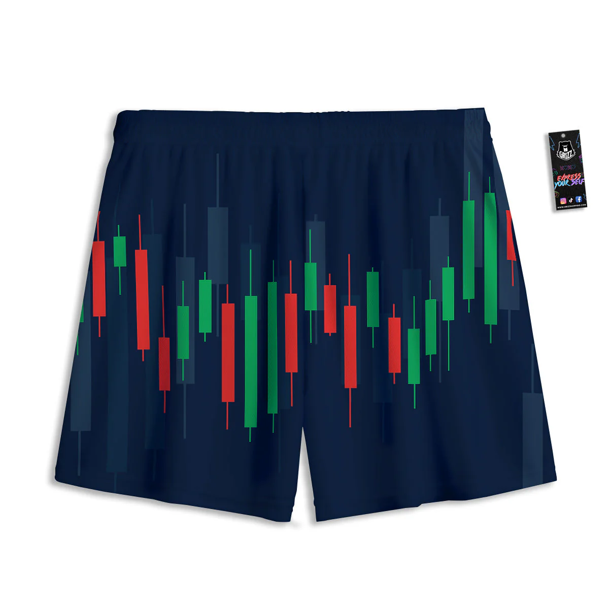 Graph Chart Candlestick Stock Print Mesh Shorts - Image 2
