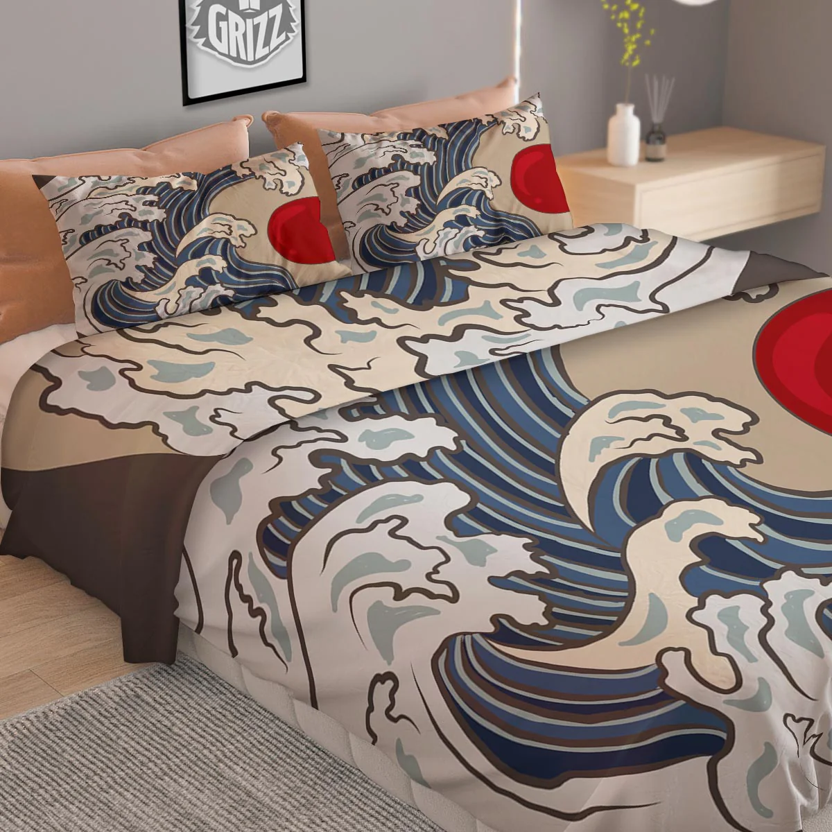 Great Kanagawa Wave Print Duvet Cover Bedding Set - Image 2