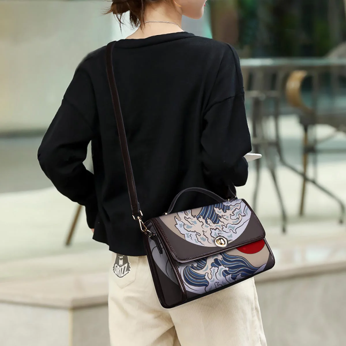 Great Kanagawa Wave Print Women's Satchel Bag - Image 3