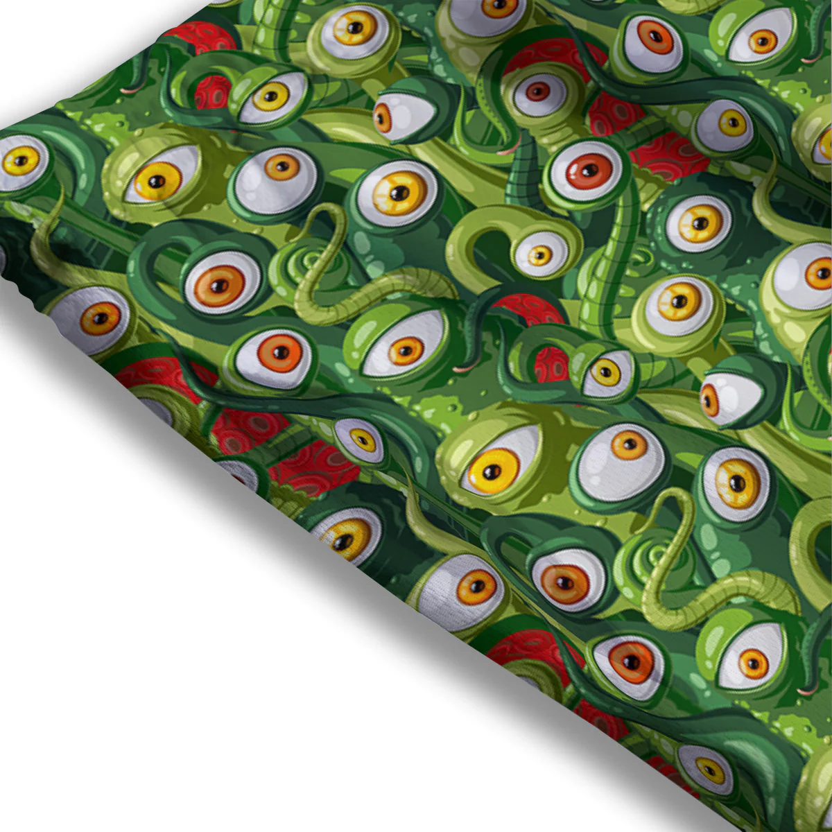 Green Alien Monster Print Pattern Mesh Shorts - Image 3