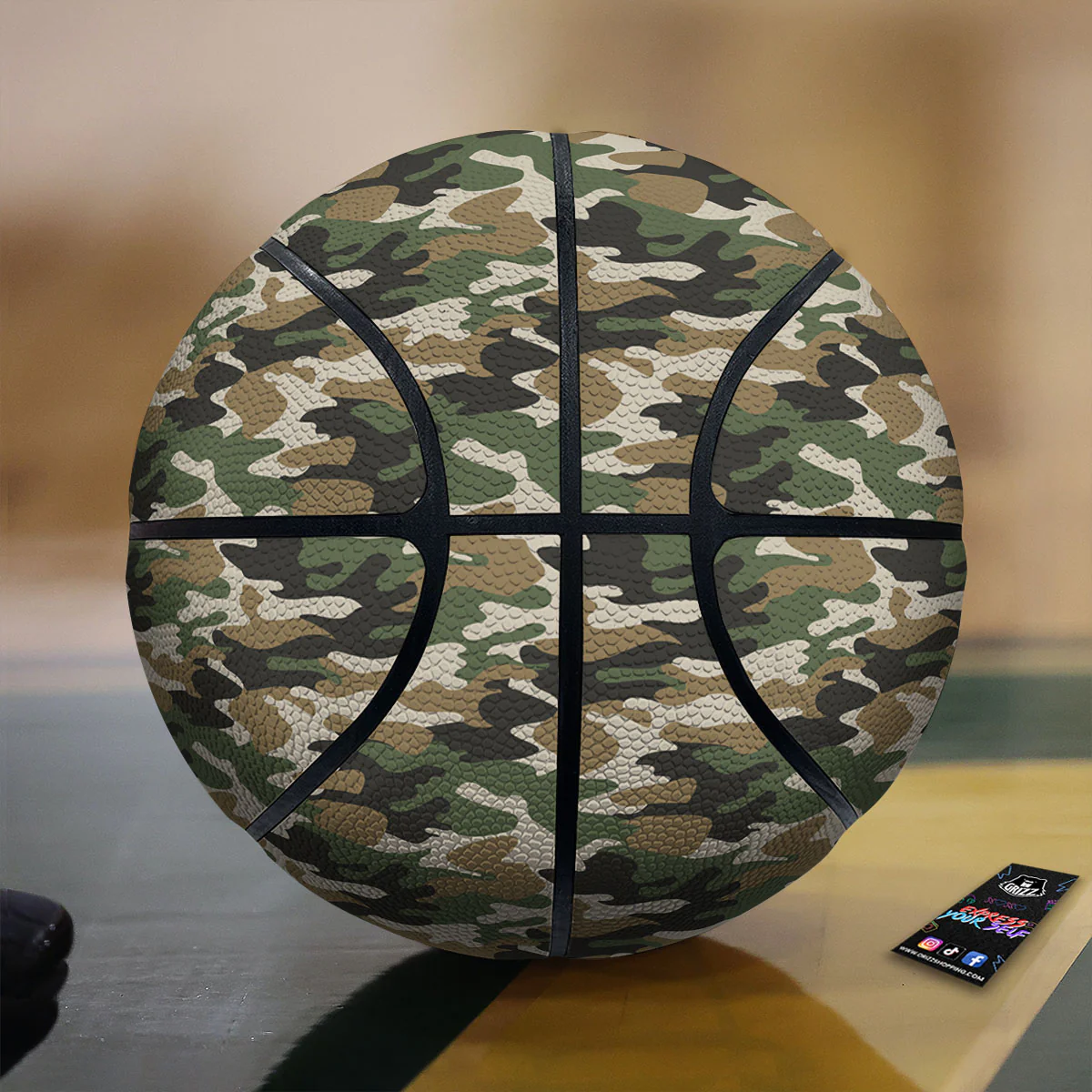 Green Desert Camouflage Print Basketball