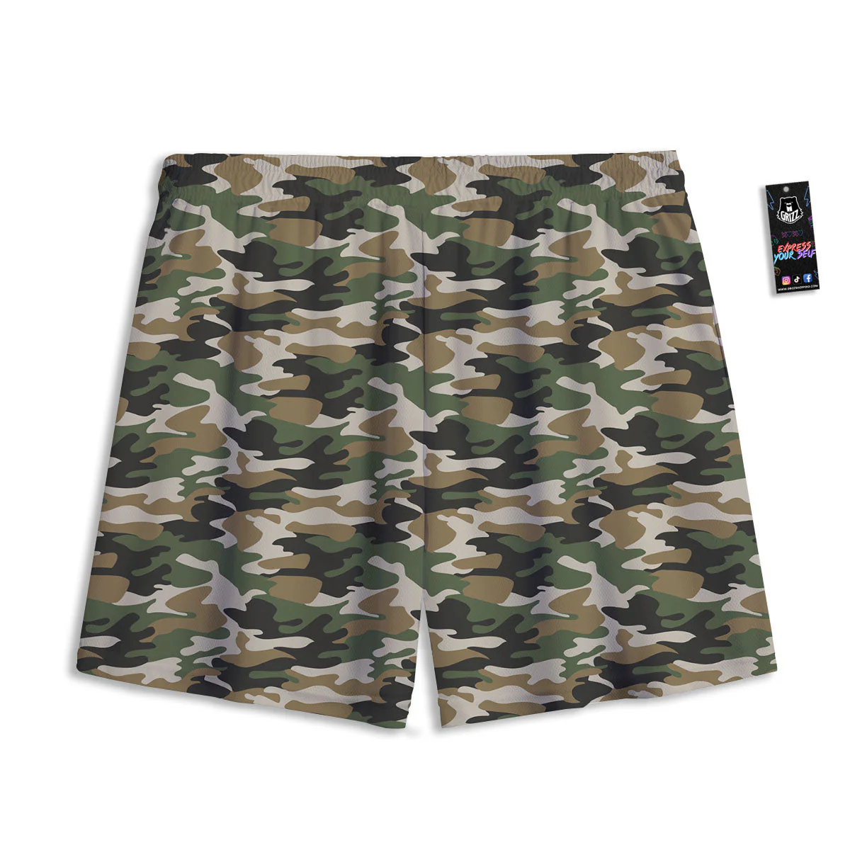 Green Desert Camouflage Print Mesh Shorts - Image 2
