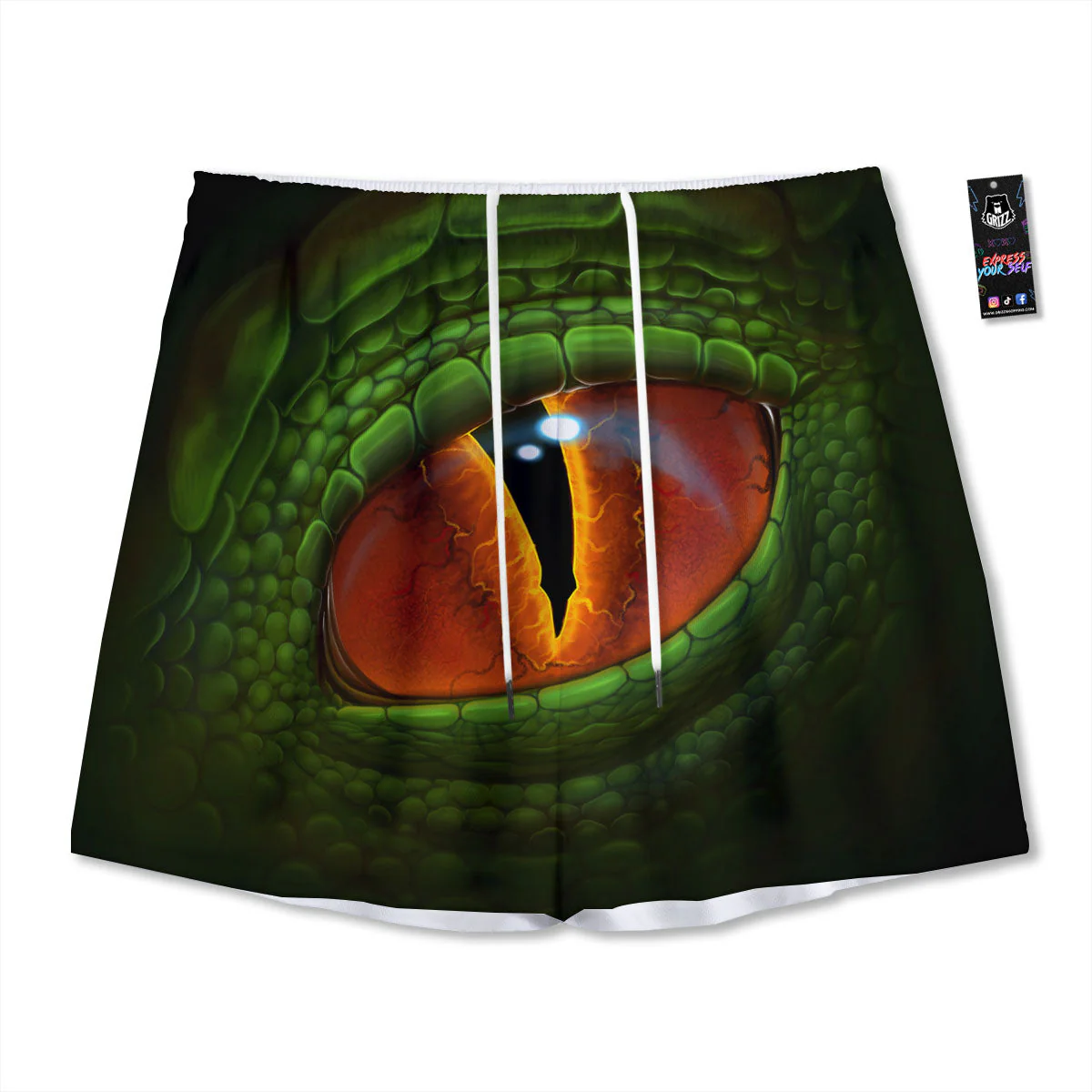 Green Dragon's Eye Print Mesh Shorts