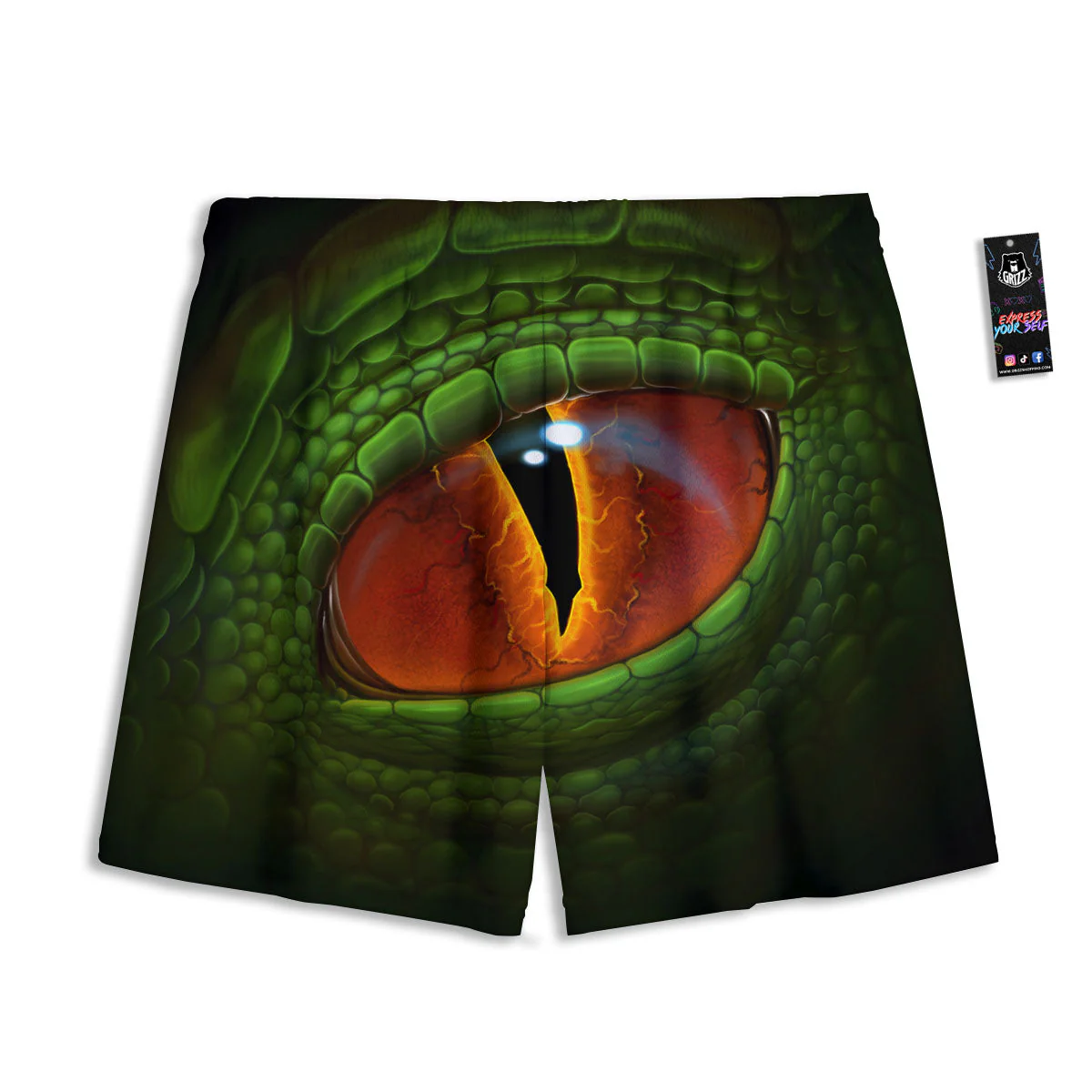 Green Dragon's Eye Print Mesh Shorts - Image 2