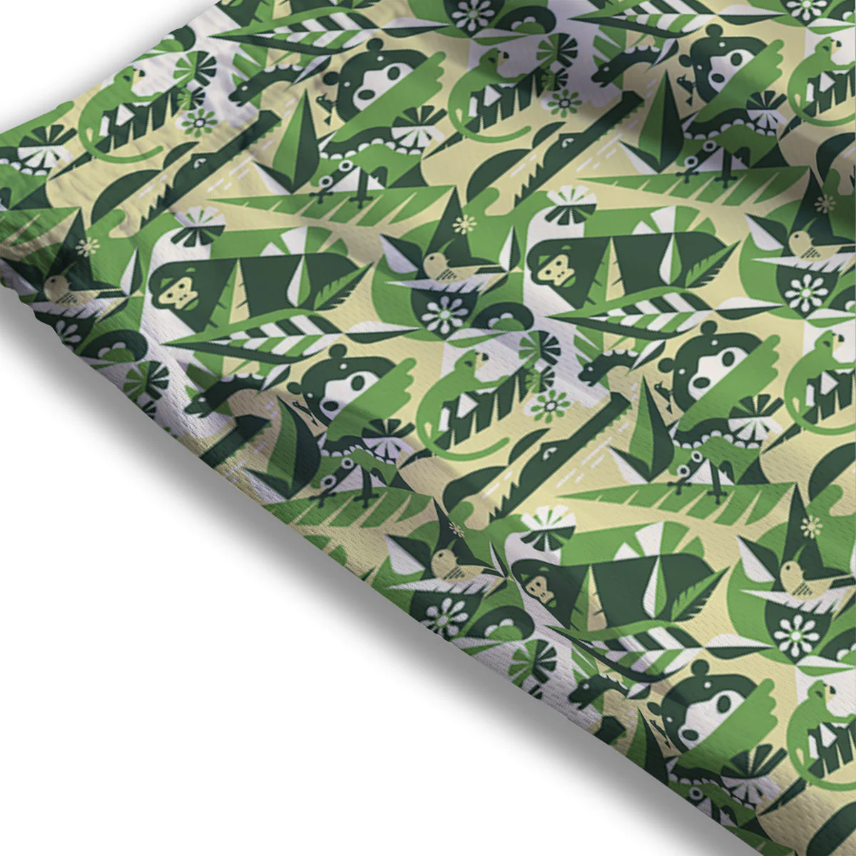 Green Geometric African Jungle Print Pattern Mesh Shorts - Image 3