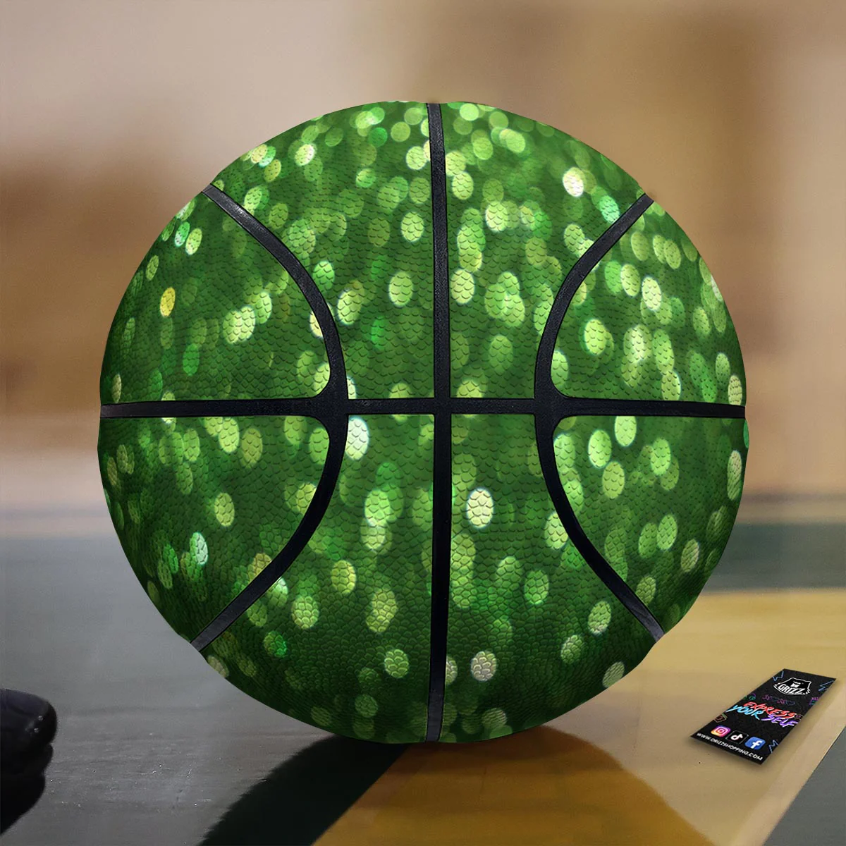 Green Glitter Artwork Shamrock Print Pattern Basketball