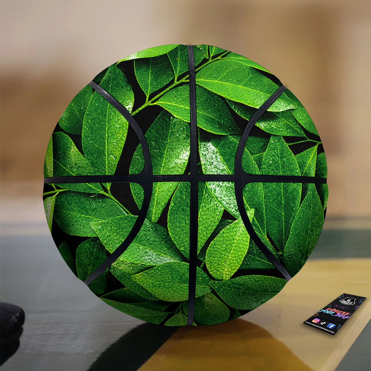 Green Leaf Print Basketball