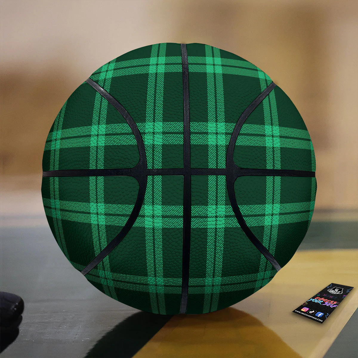 Green Plaid  Print Basketball