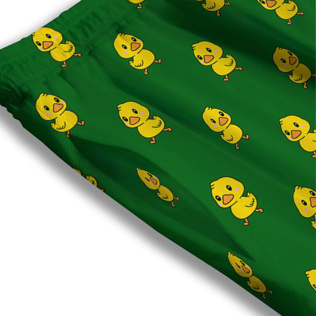 Green Rubber Duck Print Pattern Mesh Shorts - Image 3
