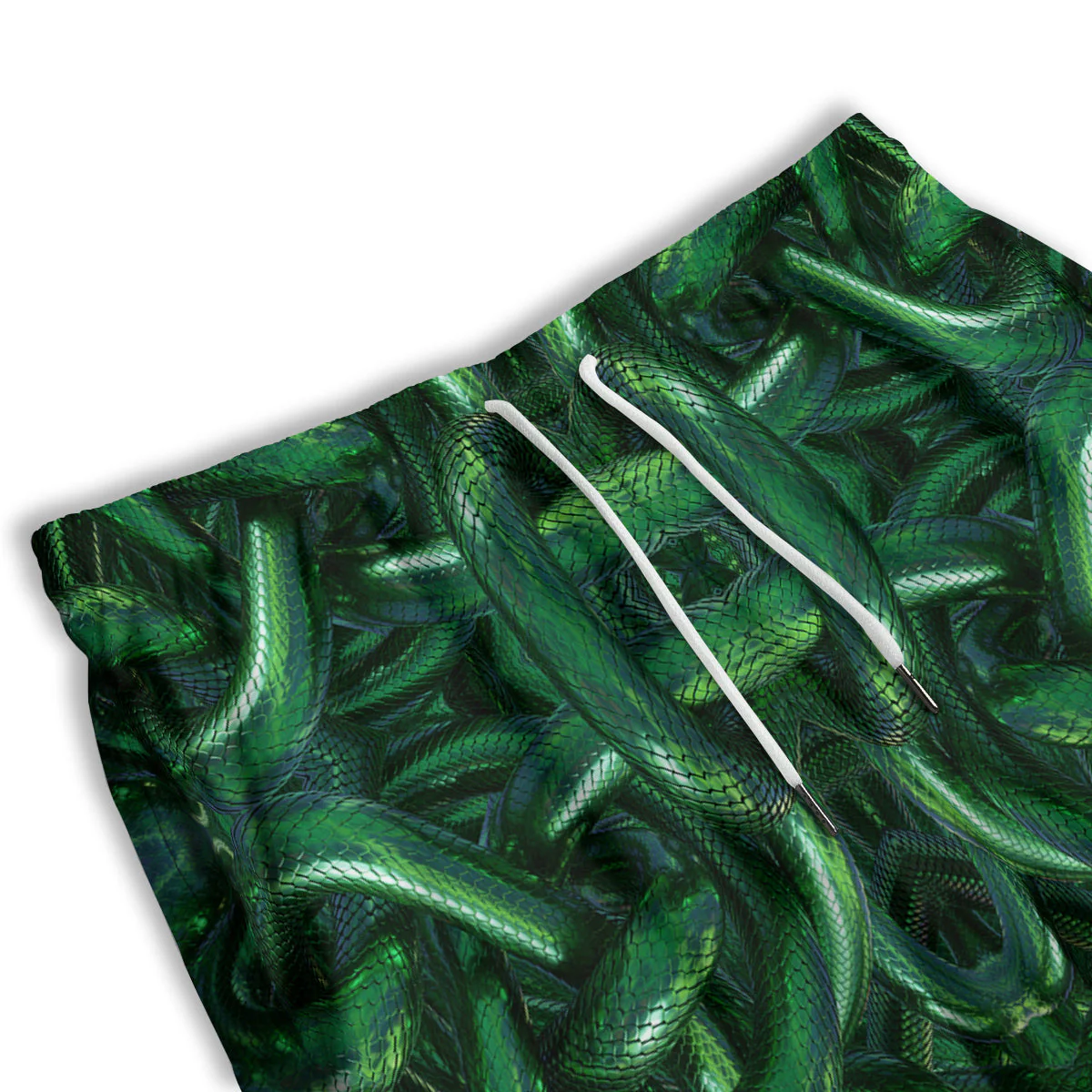 Green Snake 3D Print Pattern Men's Athletic Shorts - Image 3