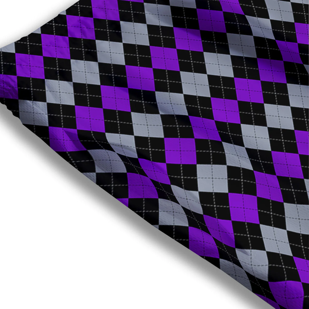 Grey Black And Violet Argyle Print Mesh Shorts - Image 3