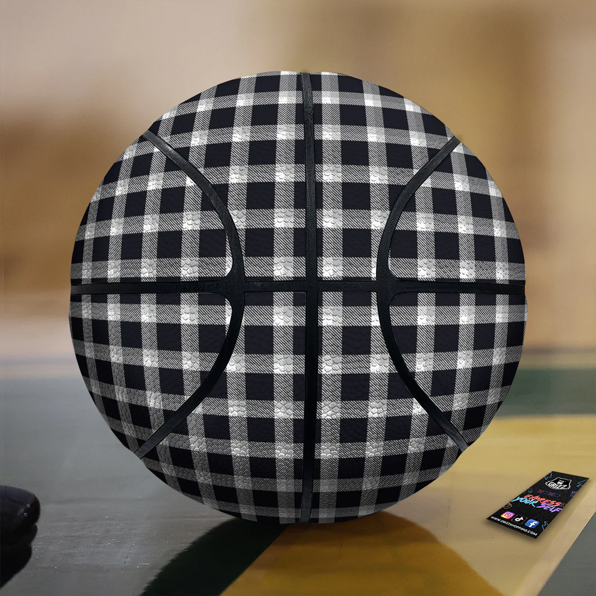 Grey Dark And White Gingham Print Basketball