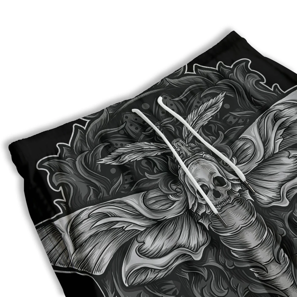 Grey Moth Skull Print Men's Athletic Shorts - Image 3