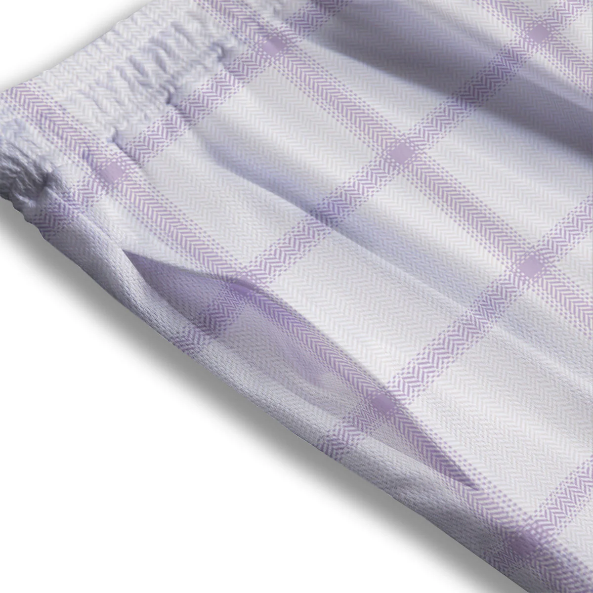 Grey White And Purple Tattersall Print Pattern Mesh Shorts - Image 3