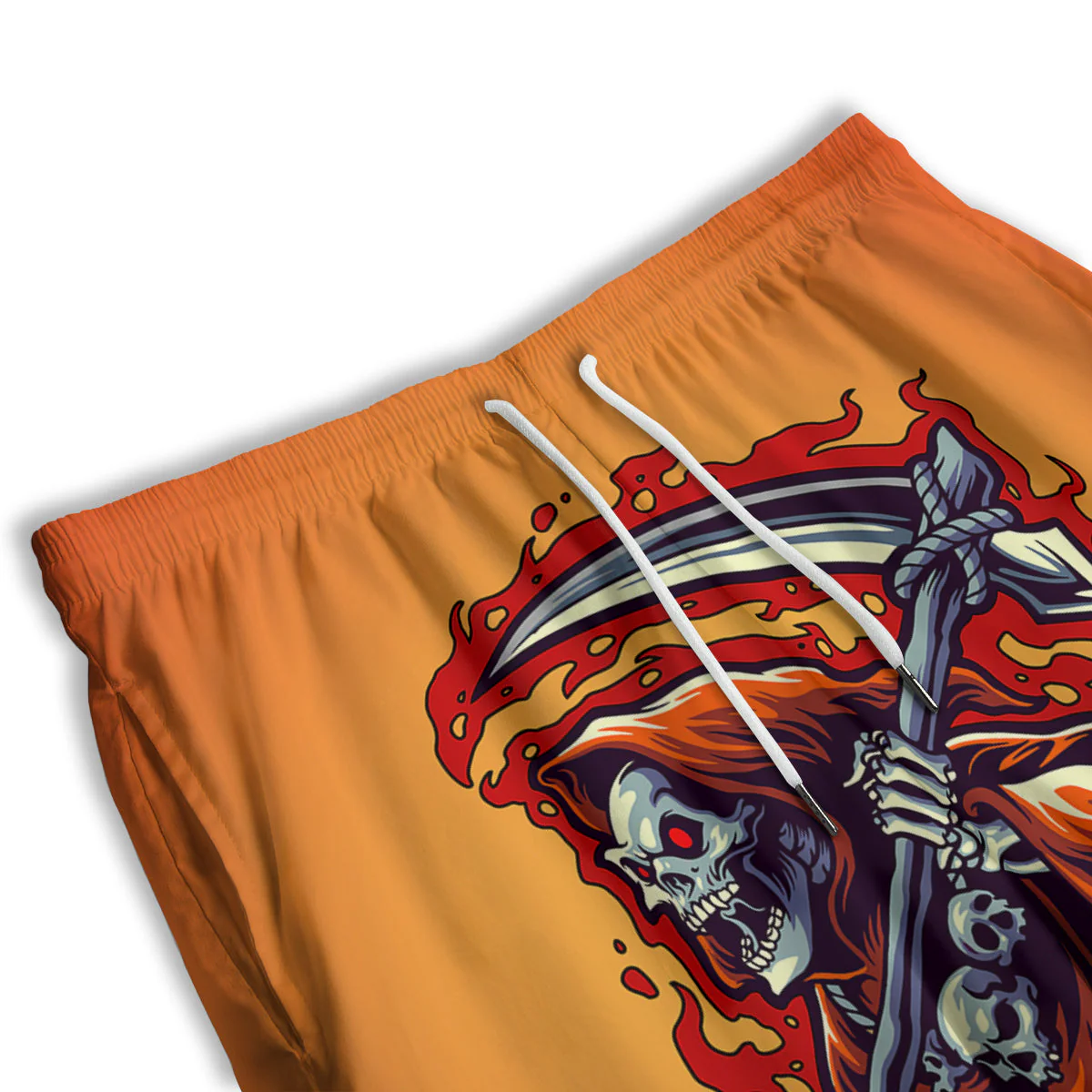 Grim Reaper And Fire Print Men's Athletic Shorts - Image 3