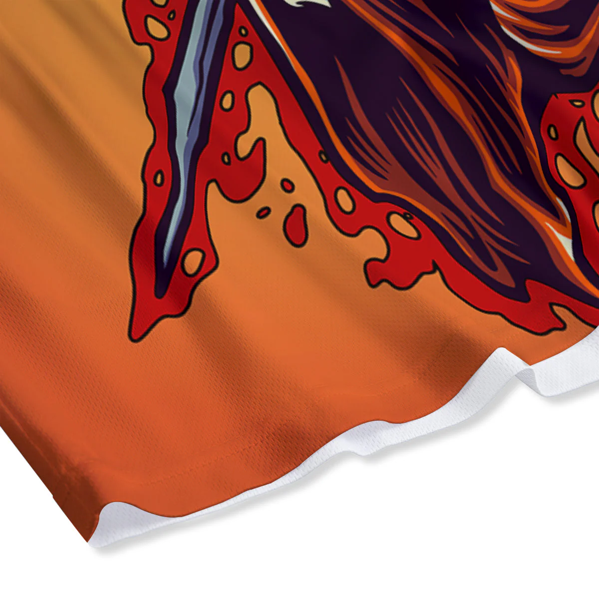 Grim Reaper And Fire Print Mesh Shorts - Image 4