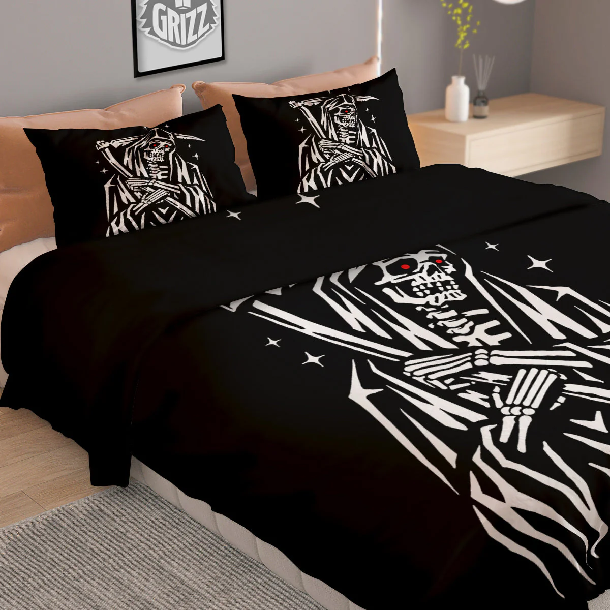 Grim Reaper Sad Print Duvet Cover Bedding Set - Image 2