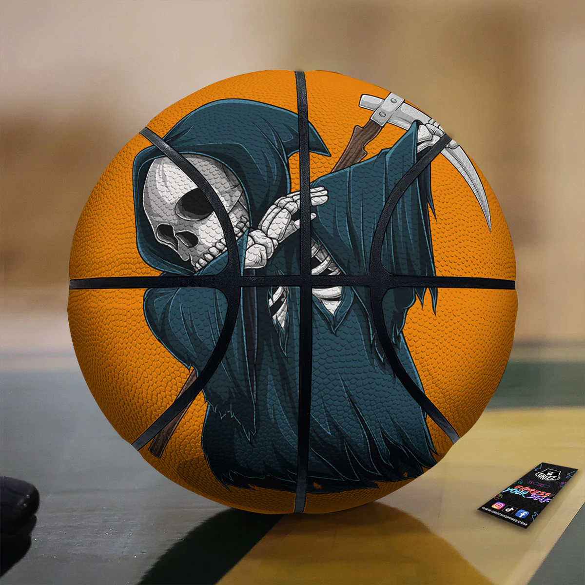Grim Reaper Skeleton Dap Print Basketball