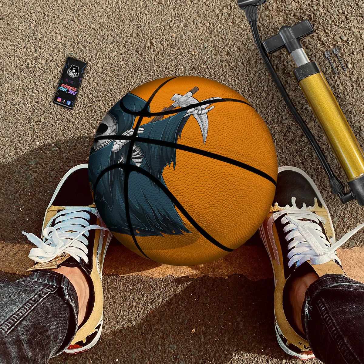 Grim Reaper Skeleton Dap Print Basketball - Image 2