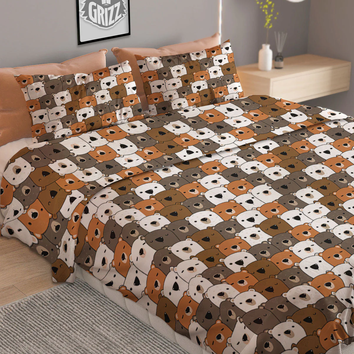 Grizzly Bear Cute Baby Print Pattern Duvet Cover Bedding Set - Image 2