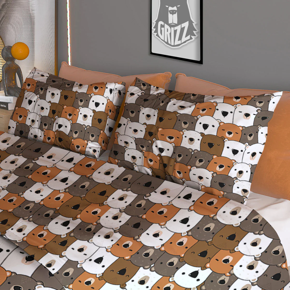 Grizzly Bear Cute Baby Print Pattern Duvet Cover Bedding Set - Image 3