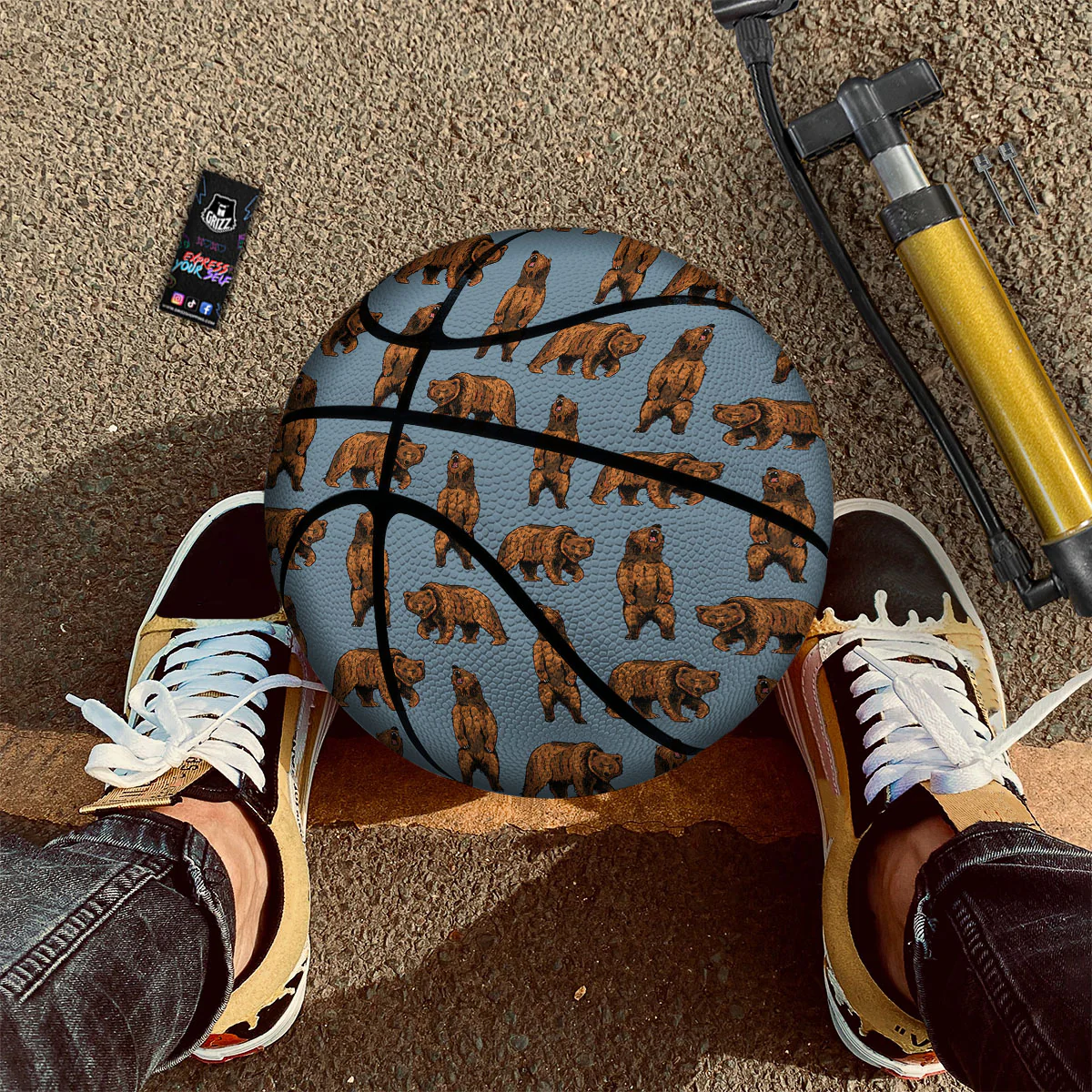 Grizzly Bear Print Pattern Basketball - Image 2