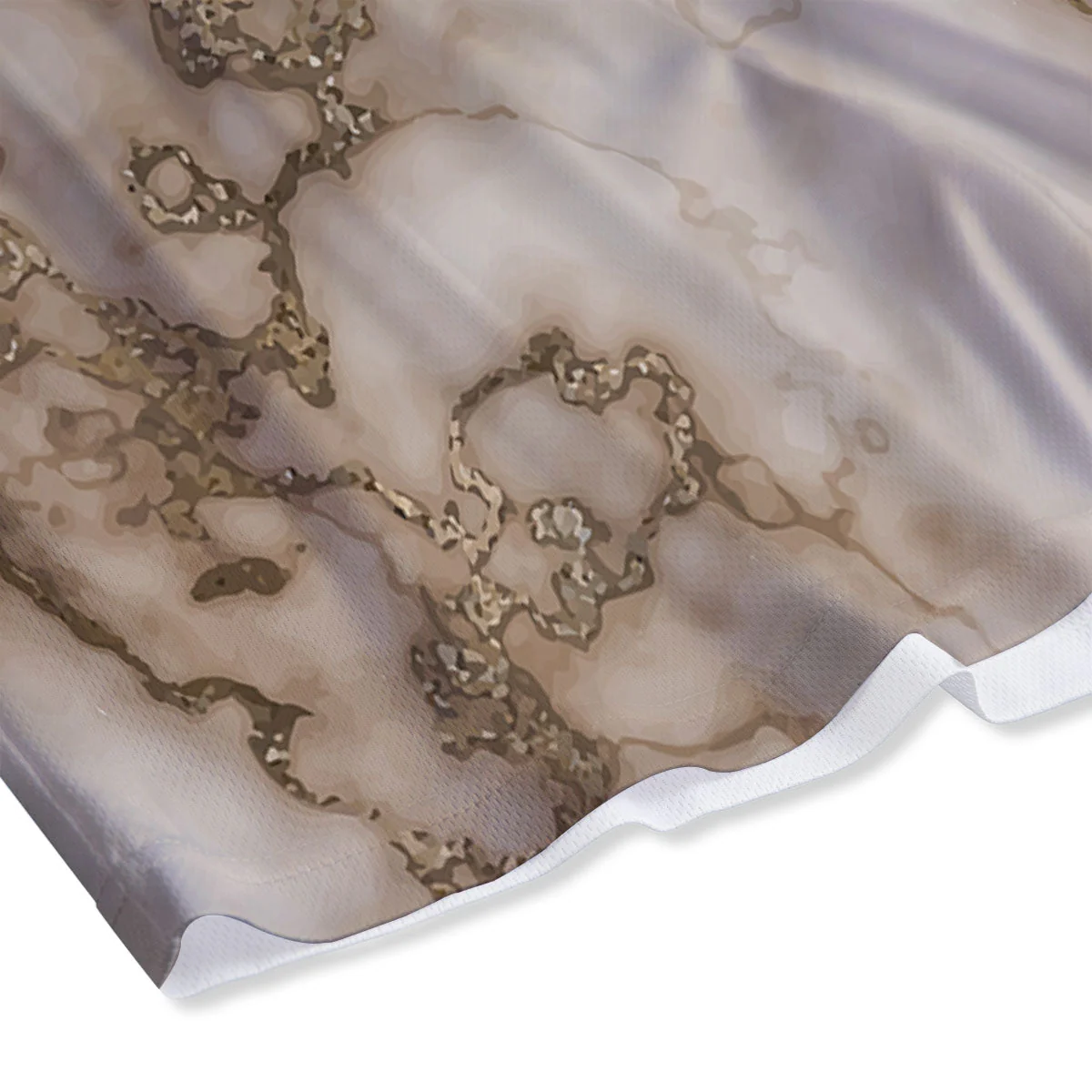 Grunge Marble White Brown Print Pattern Mesh Shorts - Image 4