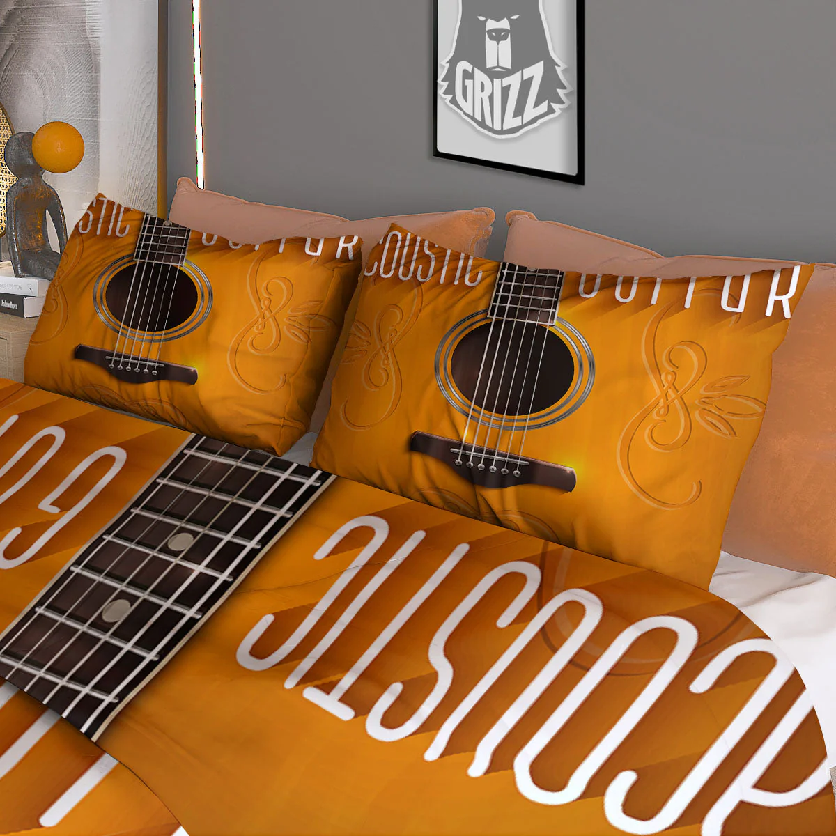 Guitar Acoustic Print Duvet Cover Bedding Set - Image 3