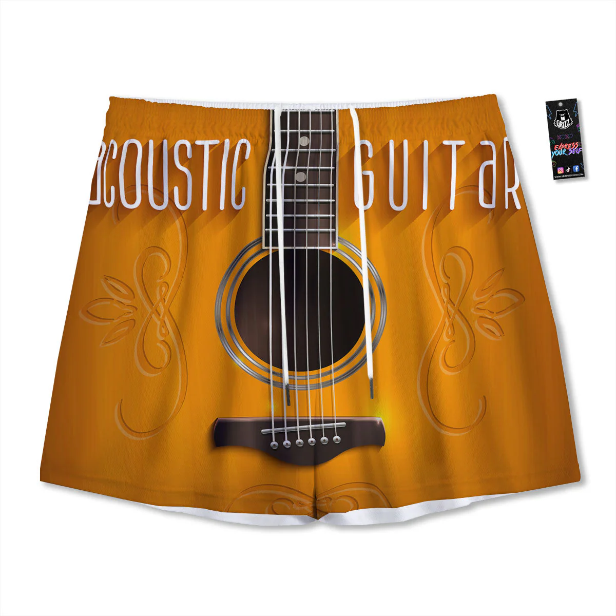 Guitar Acoustic Print Mesh Shorts