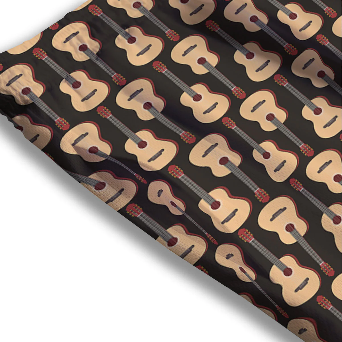 Guitar Acoustic Print Pattern Mesh Shorts - Image 3