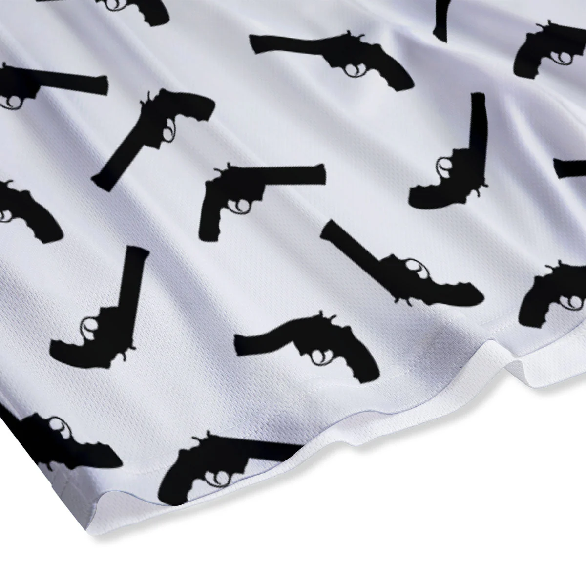 Guns White And Black Print Pattern Mesh Shorts - Image 4