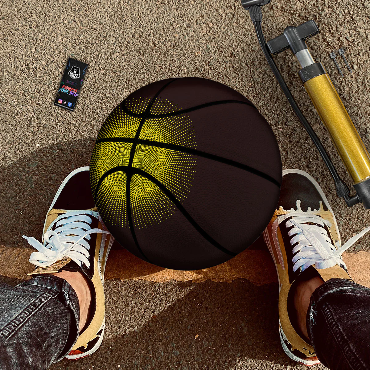 Halftone Sun Dot Print Basketball - Image 2