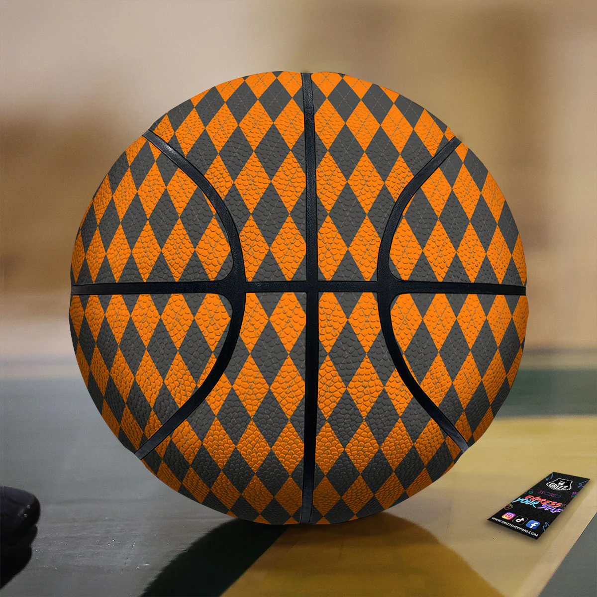 Halloween Argyle Grey And Orange Print Basketball