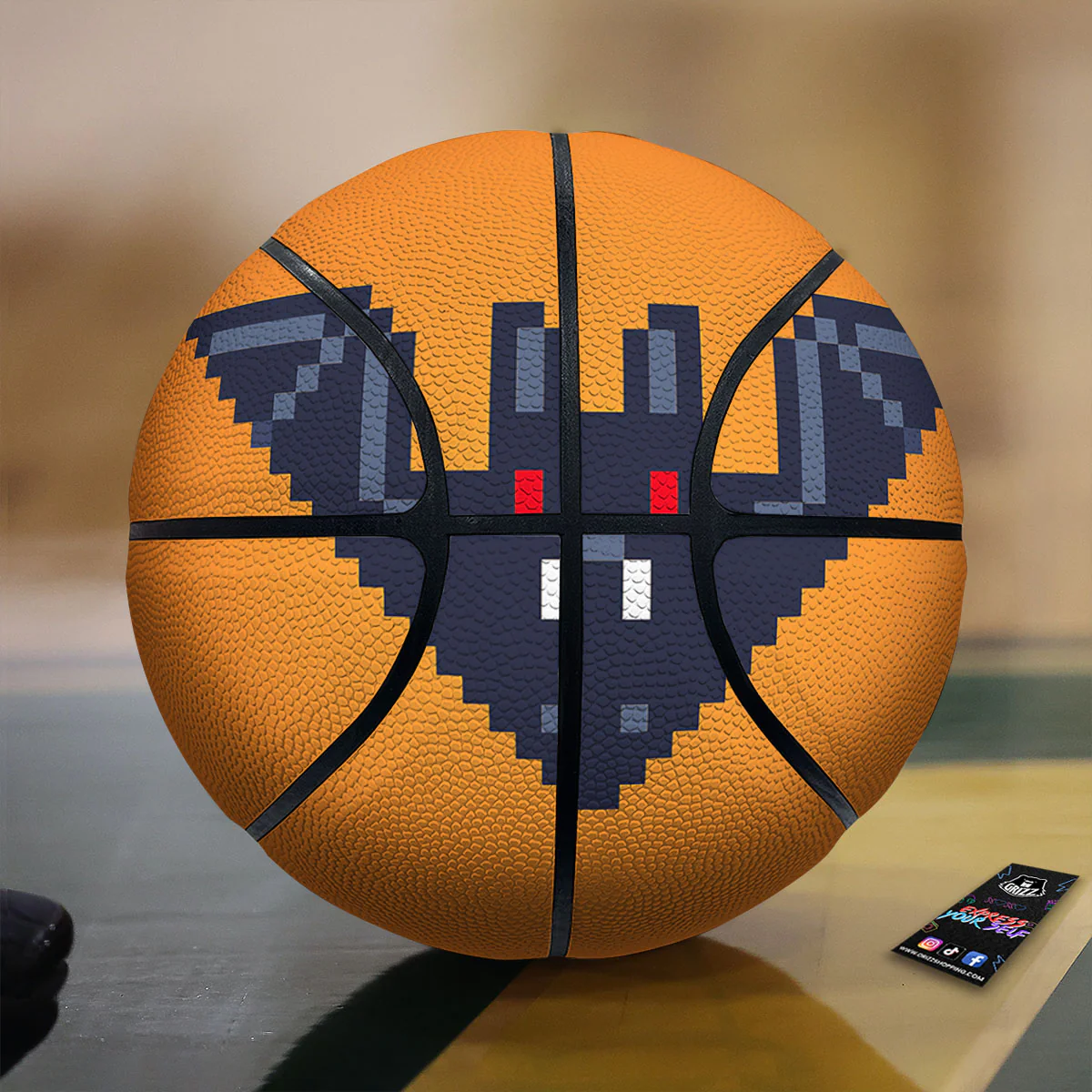 Halloween Bat 8-Bit Pixel Print Basketball